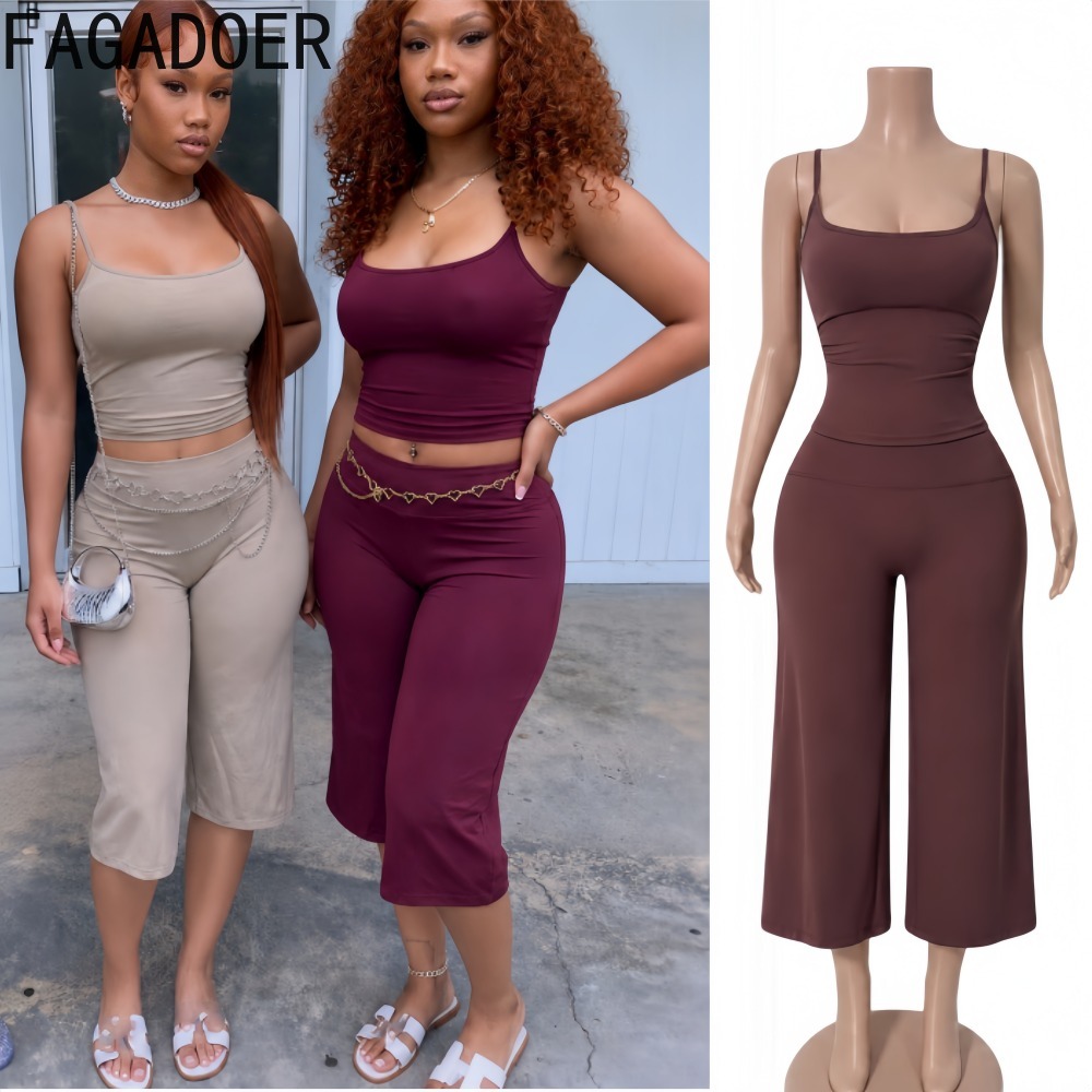 Suspender Tank Top - FAGADOER INS Conjunto de 2 Piezas